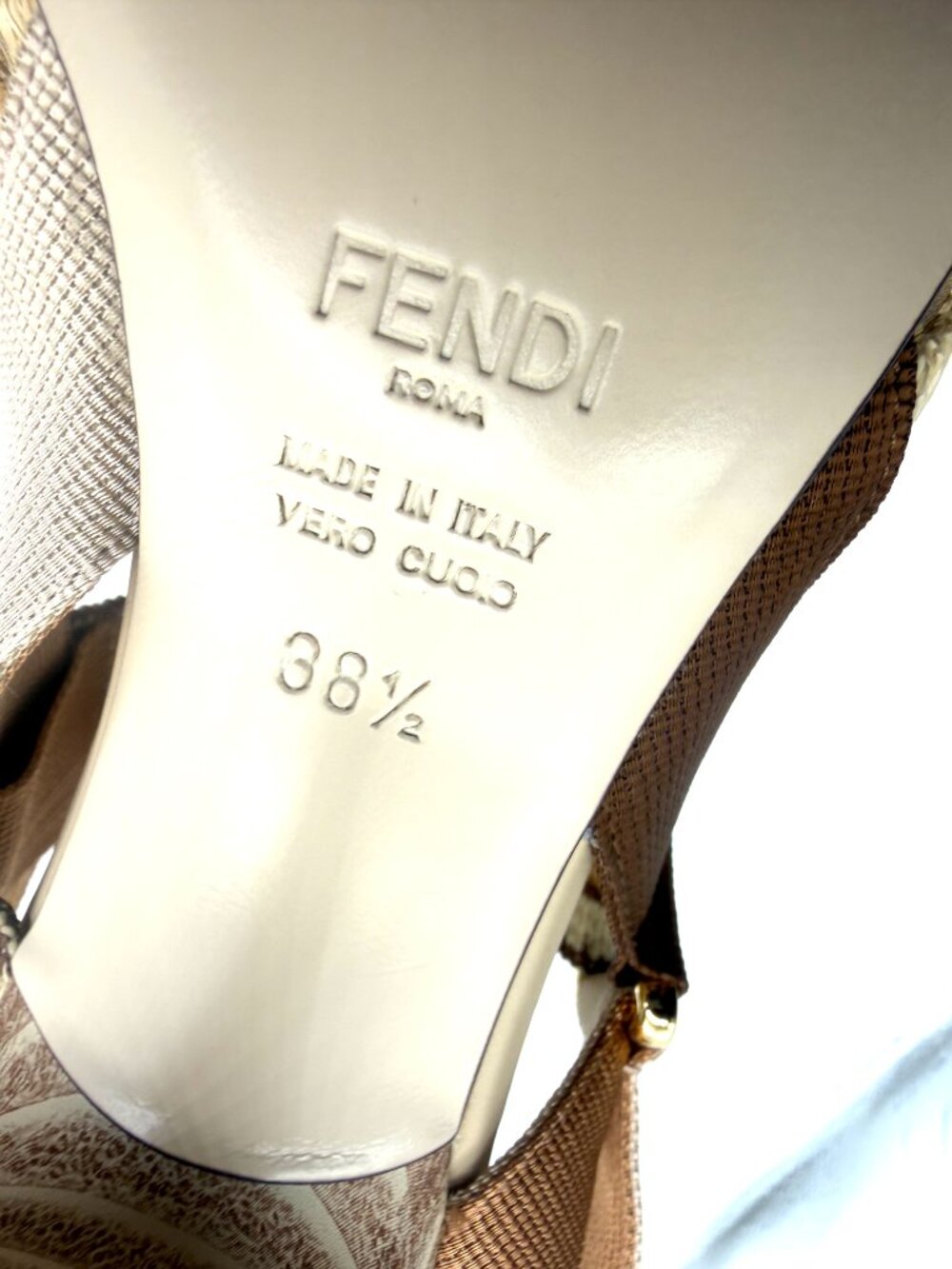 FENDI Colibri 85 Mesh Raffia Sporty FF Logo Slingback Heels Pumps Sandals - Picture 15 of 16